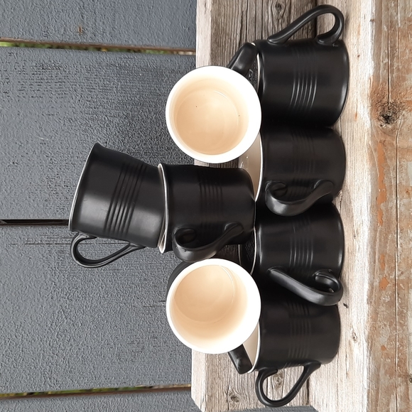 Set of 8 Matte Black Mann Stoneware 4oz. Espresso Cups - Picture 2 of 7